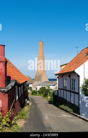 Bornholm, Sandvik, maisons typiques, fumoir, cheminée Banque D'Images