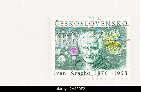SEATTLE WASHINGTON - Le 5 octobre 2019 : timbre-poste de la Tchécoslovaquie avec Ivan Krasko, un acteur soviétique. Scott #  2053 Banque D'Images