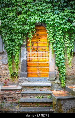 Porte en bois à Civitella d'Agliano Banque D'Images