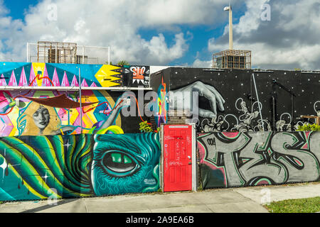 L'Art de rue, art de rue, sorte de Wynwood district, Wynwood, Miami, comté de Miami-Dade, en Floride, aux États-Unis, en Amérique du Nord Banque D'Images