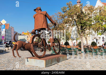 Sculpture sur le marché, Burghausen, Allemagne Banque D'Images