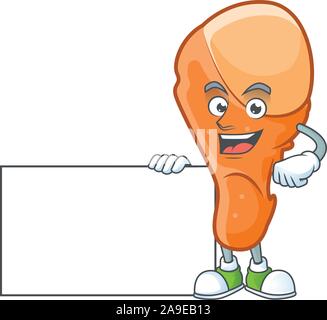 Cuisse de poulet cartoon avec souriant avec caractère conseil mascot Illustration de Vecteur