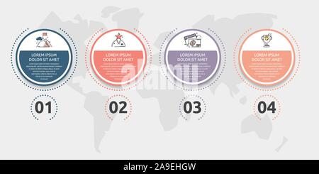 Télévision infographie vecteur modèle. Les cercles de ligne avec du texte et des icônes pour les quatre diagrammes, graphique, organigramme, timeline, marketing, présentation. Business Illustration de Vecteur