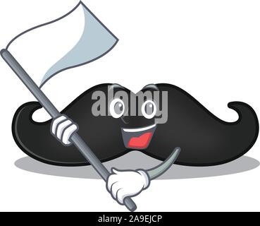 Smiling face drapeau porter moustache avec de cartoon Illustration de Vecteur