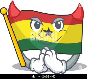 Mascot cartoon dans ghana drapeau avec caractère diable Illustration de Vecteur