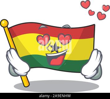 Mascot cartoon dans ghana drapeau avec caractère en colère Illustration de Vecteur