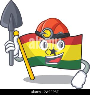 Mascot cartoon dans ghana drapeau avec caractère mineur Illustration de Vecteur