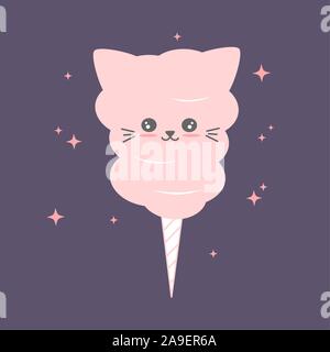 Cute cartoon Cotton Candy cat vector illustration Illustration de Vecteur