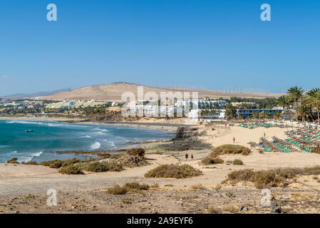 Belle vue sur la Costa Calma resort sur l'île de Fuerteventura, Îles Canaries, Espagne Banque D'Images