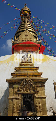 Temple de Swayambhunath (aussi connu sous le nom de Monkey Temple) Katmandou, Népal. Banque D'Images