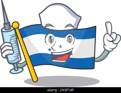 Dessin animé avec drapeau honduras en caractère infirmière Illustration de Vecteur