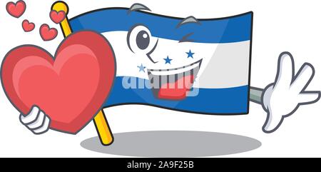 Drapeau honduras Cartoon caractère isolé en holding heart Illustration de Vecteur