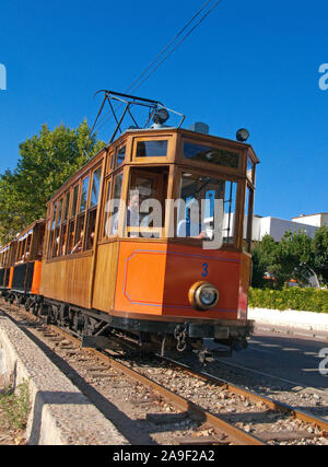 Tramway Nostalgique à Port de Soller, Soller, Majorque, îles Baléares, Espagne Banque D'Images