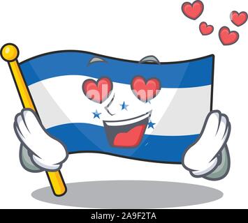 Drapeau honduras Cartoon caractère isolé en amoureux Illustration de Vecteur