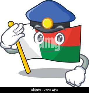 Drapeau madagascar avec mascotte en caractère de police Illustration de Vecteur