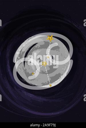 Signe zodiacal Cancer A4 print poster constellation symbole. Bannière d'illustration vectorielle. Illustration de Vecteur