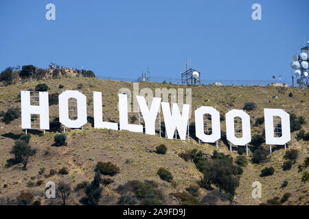 Blick auf den legendŠren in den Schriftzug Hollywood Hollywood Hills, Los Angeles, Kalifornien, USA Banque D'Images