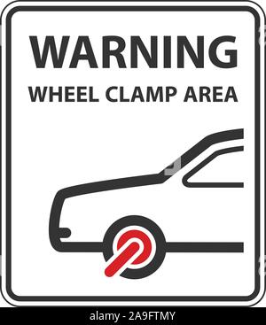 Aucun signe d'avertissement parking voiture avec volant de serrage - symbole de fermeture Illustration de Vecteur