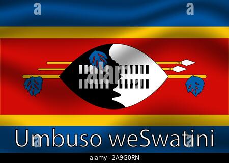 Beau drapeau national du Royaume d'Eswatini, savoir avant que le Swaziland. couleurs d'origine et de proportion. Vector illustration eps10 tout simplement, d'un titre Illustration de Vecteur