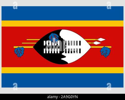 Beau drapeau national du Royaume d'Eswatini, savoir avant que le Swaziland. couleurs d'origine et de proportion. Vector illustration eps10 tout simplement, d'un titre Illustration de Vecteur