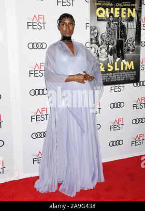 HOLLYWOOD, CA - le 14 novembre : Jodie Turner-Smith assiste à la "Queen & Slim' en première mondiale au Festival de 2019 présenté par Audi au théâtre chinois de Grauman le 14 novembre 2019 à Hollywood, Californie. Banque D'Images