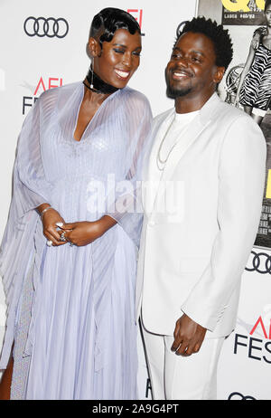 HOLLYWOOD, CA - le 14 novembre : Jodie Turner-Smith (L) et Daniel Kaluuya assister à la "Queen & Slim' en première mondiale au Festival de 2019 présenté par Audi au théâtre chinois de Grauman le 14 novembre 2019 à Hollywood, Californie. Banque D'Images