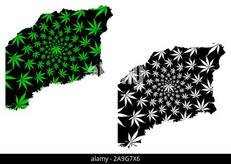 Ministère Vichada (Colombie, République de Colombie, les ministères de la Colombie) la carte est conçue de feuilles de cannabis vert et noir, carte de Vichada mariju Illustration de Vecteur