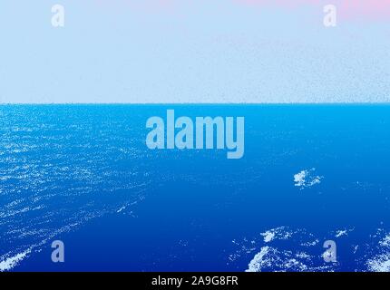 Paysage avec la mer bleue claire et dots crépi horizon Illustration de Vecteur