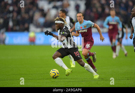 Allan Saint-Maximin de Newcastle Utd durant la West Ham vs Newcastle United Premier League match au stade de Londres 2 novembre 2019 -Editorial Banque D'Images