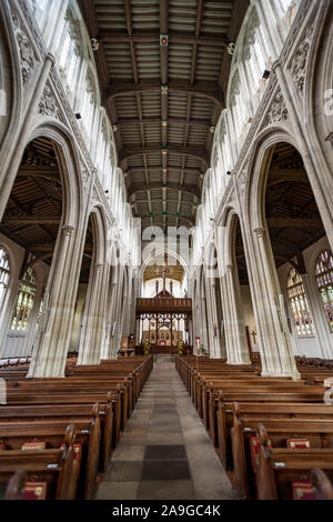 Eglise St Mary, Saffron Walden, Angleterre. Architecture Normande datant de vers 1130 au coeur de l'Essex, en Angleterre. Banque D'Images