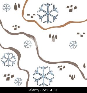 Motif d'hiver avec des flocons de neige dessinés à la main et des lignes. Terre cuite. Style scandinave mélangé avec résumé en terre cuite. Joyeux Noël la texture. Il vecteur Illustration de Vecteur