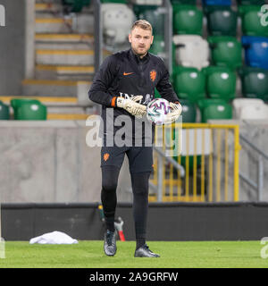 Belfast, Irlande du Nord. 15 Nov, 2019. BELFAST, Windsor Park, 15-11-2019, la saison 2019/2020, Football Euro qualificatif. Pays-bas player Jeroen Zoet pendant le match Hollande trains dans Belfast : Crédit Photos Pro/Alamy Live News Banque D'Images