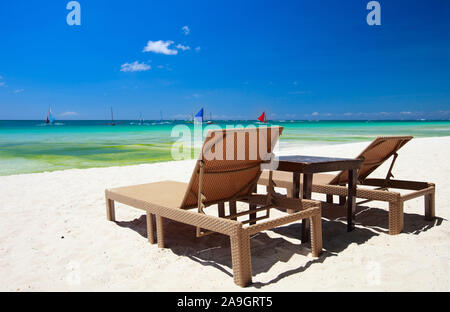 Boracay, Phillippinen, Insel, Strand, Palmen, Banque D'Images