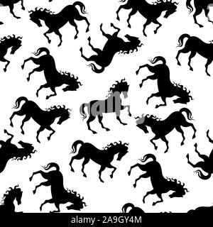 Cheval blanc transparent noir motif Banque D'Images