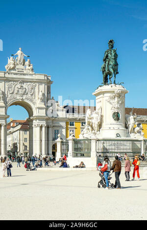 Europa, Portugal, Lisboa, Praca do Comercio, Denkmal König Jose I., Banque D'Images