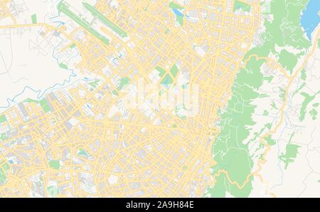 Version imprimable La carte des rues de Bogota, Colombie. Modèle de carte pour un usage en entreprise. Illustration de Vecteur