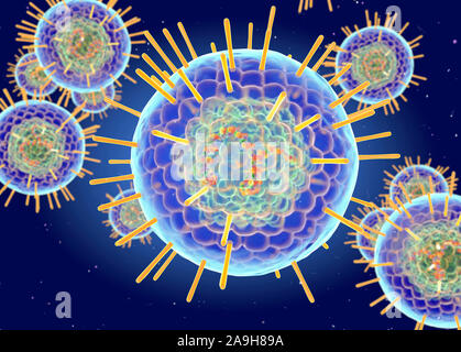 La structure du virus de l'Herpès simplex, illustration Banque D'Images