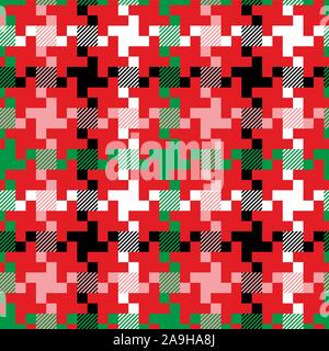 Motif de Noël avec des formes géométriques. Vert, noir et rouge fond transparent. - Vector Illustration de Vecteur