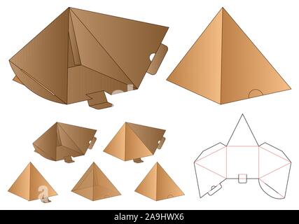 Emballage Boîte Pyramide die cut conception du modèle. Illustration de Vecteur