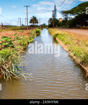 Pu'unene Musée et usine de sucre de canne à sucre, fossé d'Irrigation Banque D'Images