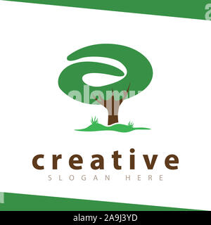 Une lettre modèle vectoriel logo vert arbre Banque D'Images