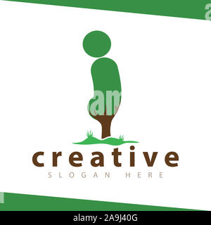 Je Lettre modèle vectoriel logo vert arbre Banque D'Images