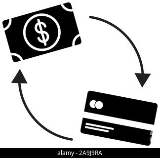 Le projet de loi de l'argent dollar avec carte de crédit et des flèches Illustration de Vecteur