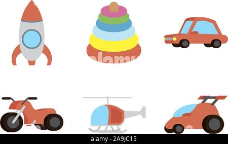 Lot de jouets bébé set icons Illustration de Vecteur