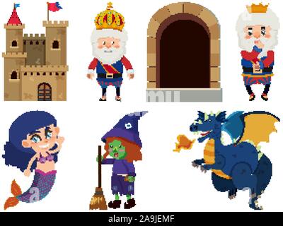 Ensemble d'objets isolés contes thème illustration Illustration de Vecteur