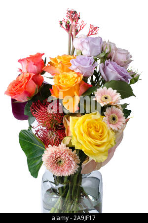 Diverses fleurs bouquet. Les Gerberas rose et lilas doux roses close up floral background. Banque D'Images