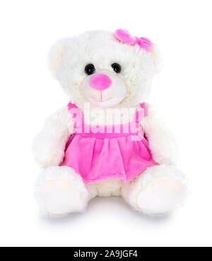 Poupée ours rose mignon avec bow isolé sur fond blanc avec ombre
