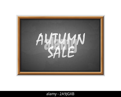 Vente d'automne écrit sur un tableau noir. Vector illustration. Banque D'Images