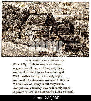 Théâtre espoir en 1647 (également connu sous le nom de l'ours aka Jardin Jardin de Paris ) en raison de l'appâtage des ours activités dans l le théâtre ou à proximité. - L'anti-blood sports poème de poète Abraham Cowley (1618 - 1667) Banque D'Images