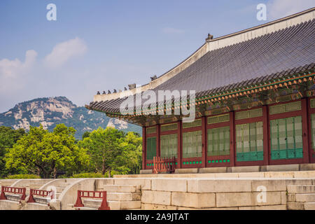 Gyeongbokgung Palace motif à Séoul, Corée du Sud Banque D'Images